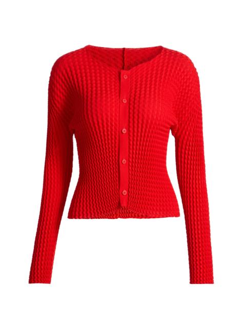 ISSEY MIYAKE Women's Spongy Button-Front Cardigan - Red