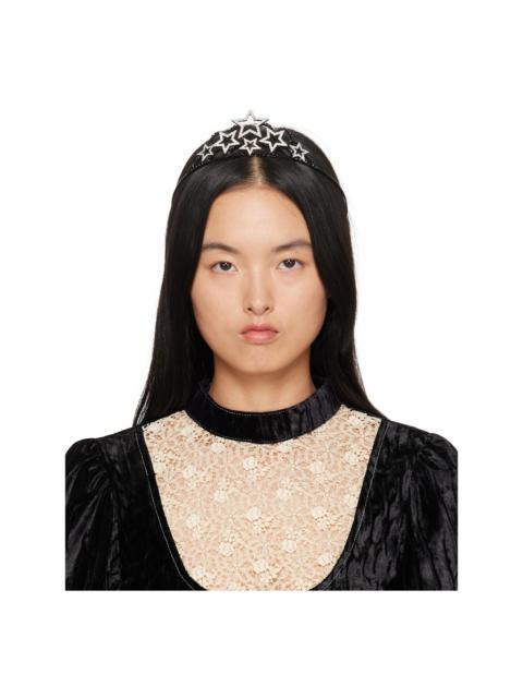 ANNA SUI Silver & Black Erickson Beamon Edition Star Tiara Headband