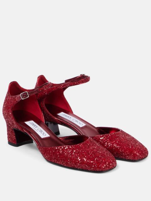 JIMMY CHOO Pixie 45 glitter pumps