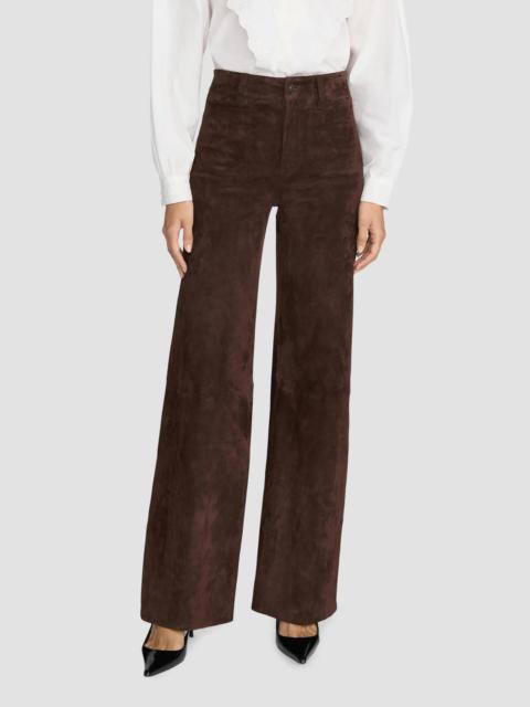 FRAME Women's Suede Slim Wide-Leg Pants - Dark Brown
