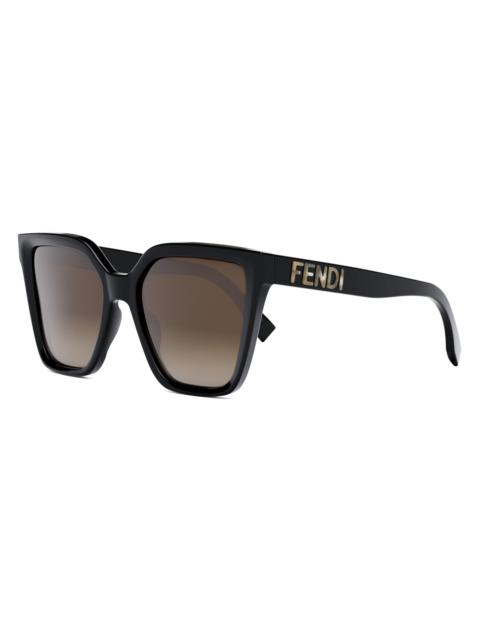 FENDI Women's Lettering 55MM Square Sunglasses - Shiny Black