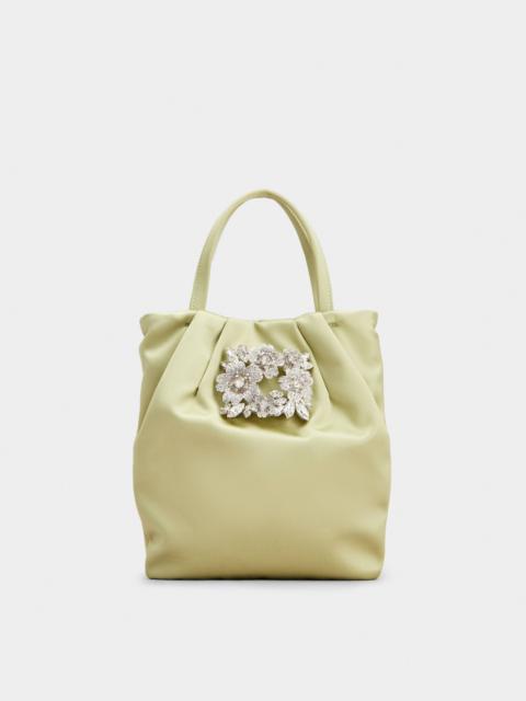 Roger Vivier Drapé Pocket Bouquet Strass Buckle Micro Bag in Satin