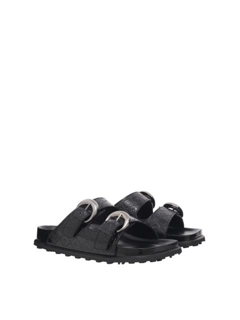Marine Serre Moonogram Embossed Leather Ms Slide