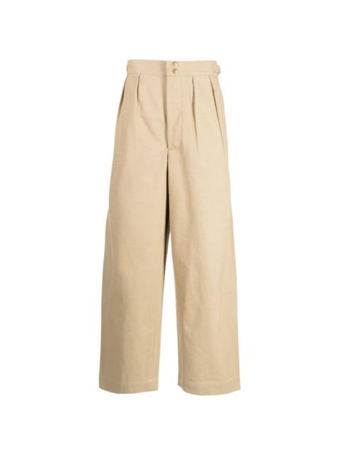 pleat-detailing cotton trousers