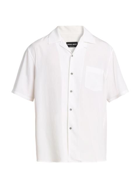 GIORGIO ARMANI Men's Woven Camp Shirt - White