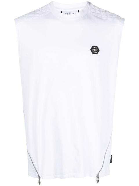 PHILIPP PLEIN logo-patch sleeveless T-shirt