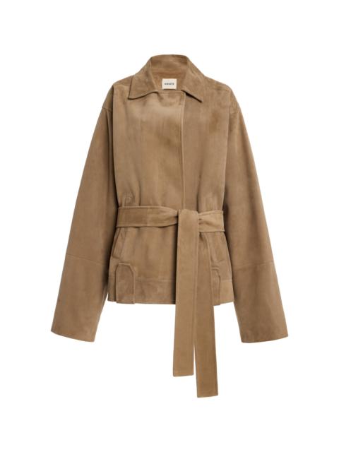KHAITE Alder Belted Suede Jacket neutral