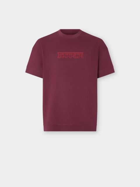 Ferrari Cotton Piqué T-shirt with Ferrari Embroidery