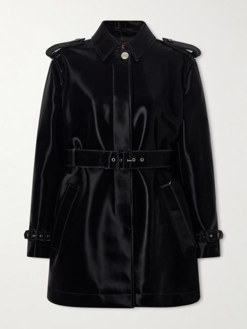GUCCI Belted Glossed-leather Trench Coat