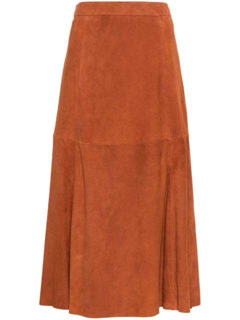 Polo Ralph Lauren suede A-line midi skirt