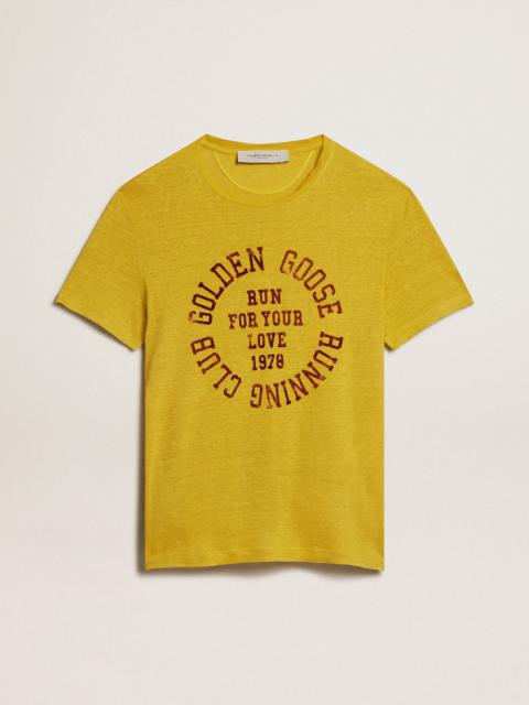Golden Goose Men’s T-shirt in maize-yellow linen