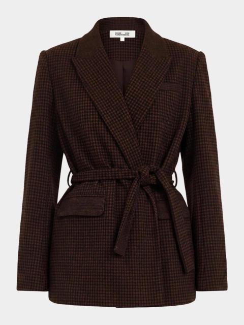 DIANE VON FURSTENBERG Annika Houndstooth Knit Wrap Jacket