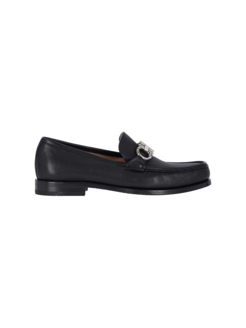 Ferragamo Gancini-plaque leather loafers - Black