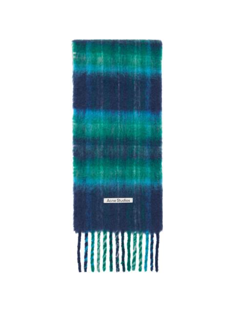 Acne Studios Blue & Green Mohair Check Scarf