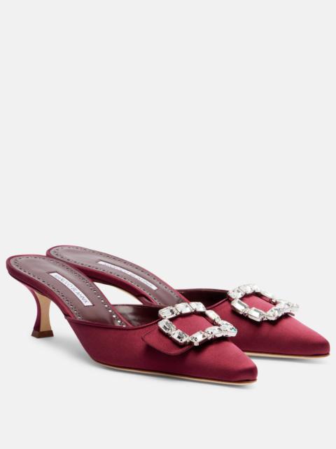 Mayjou 50 crystal-embellished satin mules