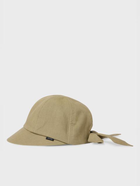 Women's Light Khaki Linen Bow Cap