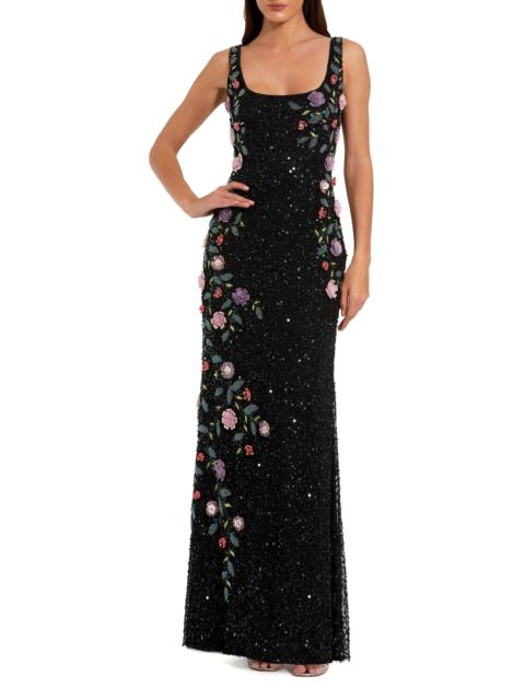 MAC DUGGAL Women's Evening Embellished Floral Scoopneck Gown - Black Multi