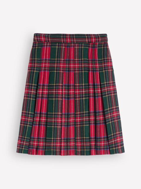 BODEN Multi Panel Wool Blend Skirt-RED/GREEN CHECK HOTCH