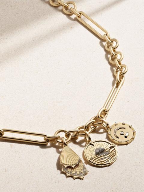FOUNDRAE New Beginnings Wings & Pause 18-karat gold diamond necklace Gold