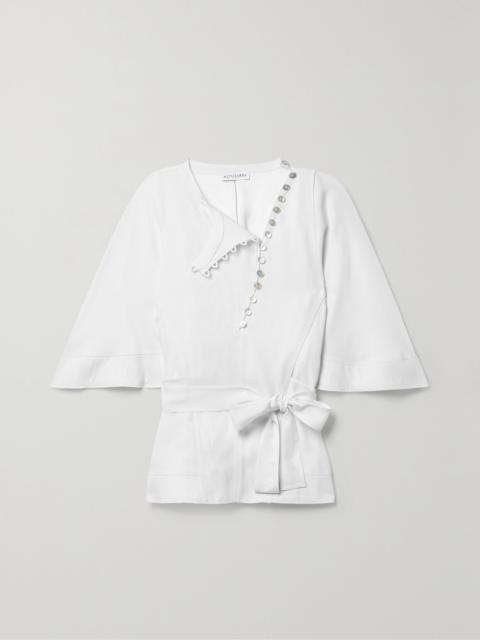 Altuzarra Dafishy Belted Crepe Blouse