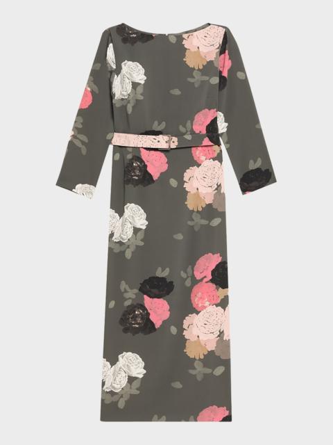 BERNADETTE Luce Floral-Print Belted Midi Dress