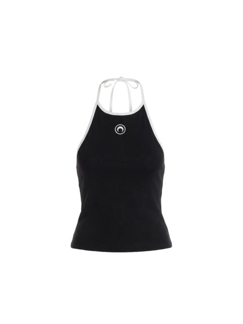 Marine Serre MOON LOGO BICOLOR JERSEY  HALTER TANK TOP