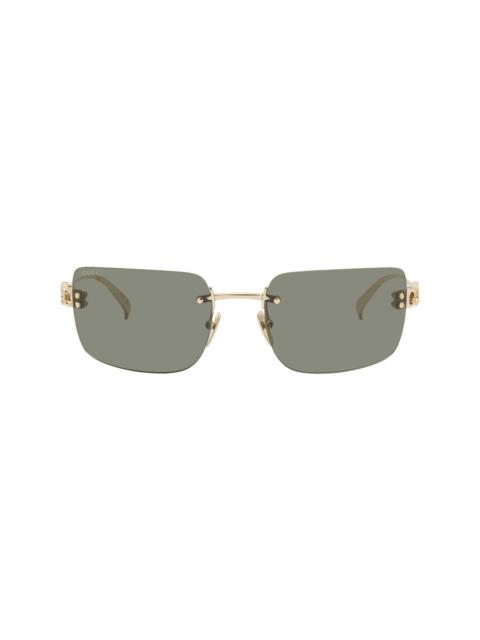 GUCCI Gold Block Bending Sunglasses