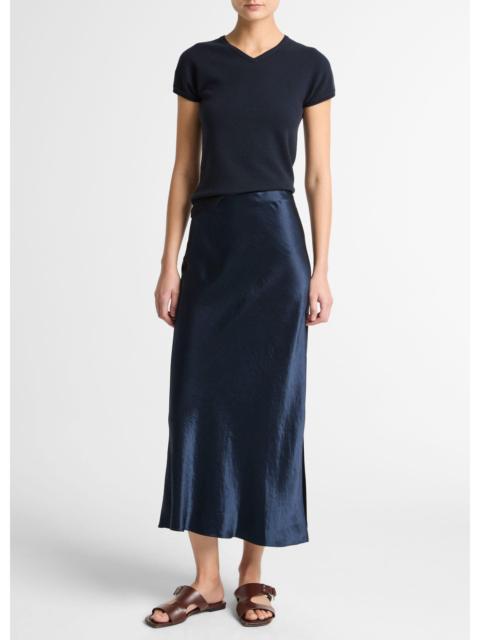 Vince Satin Side-Slit Slip Skirt