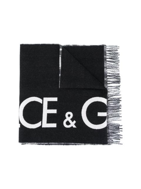 Dolce & Gabbana reversible logo cashmere-wool blend scarf with check print
