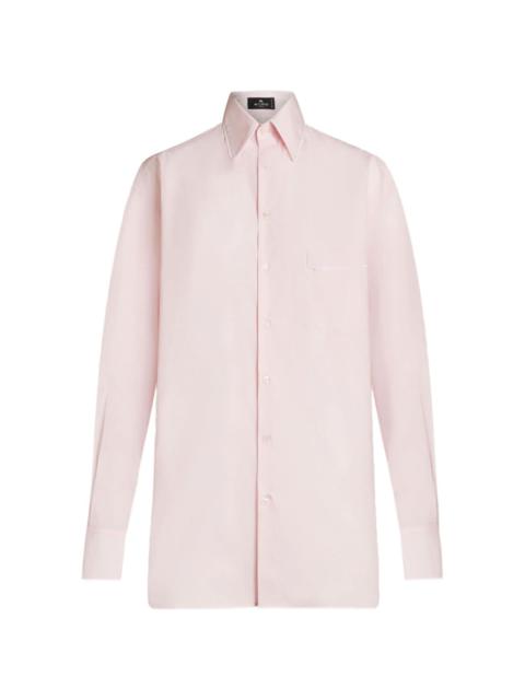 piped-trim cotton-poplin shirt