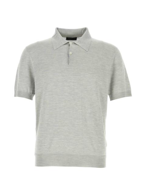 Prada Grey Silk Polo Shirt