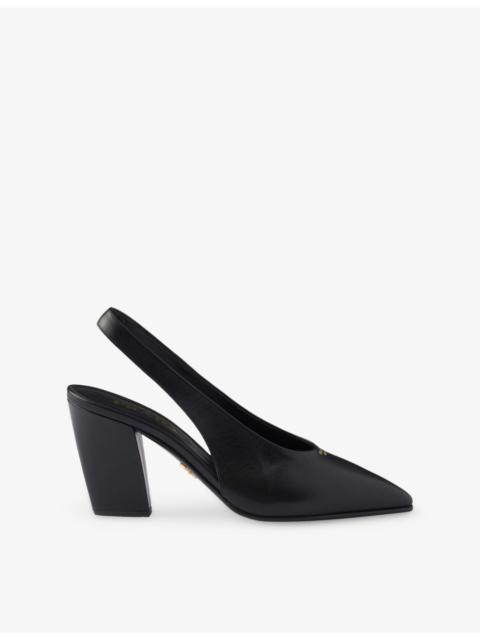 Prada Logo Leather Slingback Pumps