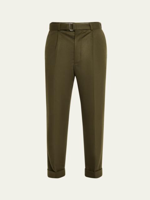 OFFICINE GÉNÉRALE Men's Hugo Flannel Pants with Self Belt