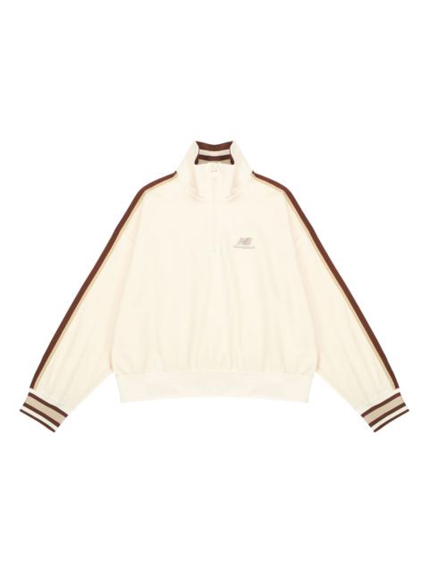 New Balance (WMNS) New Balance Half Zip Sweatshirt 'Cream White Red' AWT23561-MCU