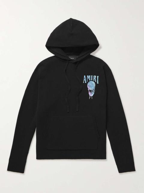 AMIRI Crystal Ball Logo-Embroidered Intarsia Cashmere-Blend Hoodie