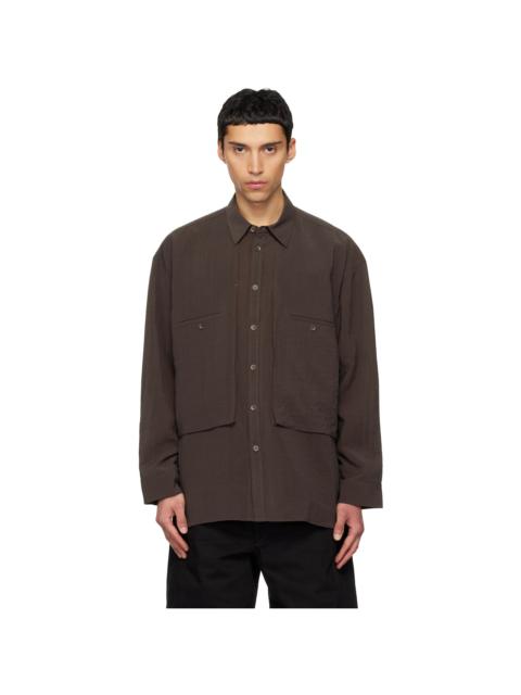 LE17SEPTEMBRE Brown Oversized Cargo Pocket Shirt