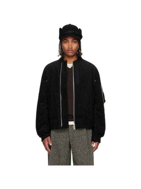 sacai Black Corduroy Blouson Bomber Jacket