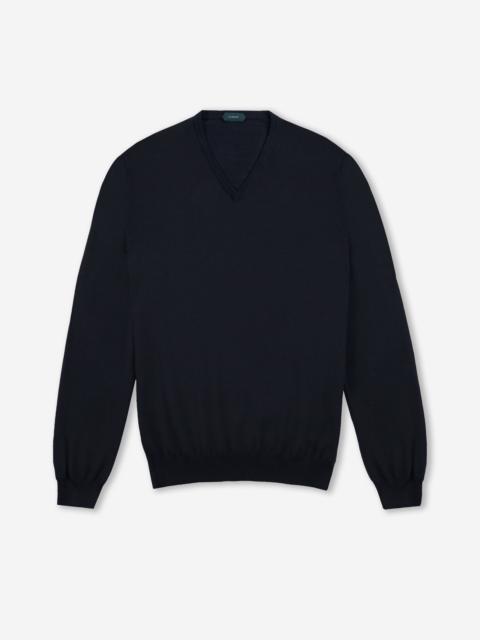 SLOWEAR Slim-fit V-neck sweater in certified Flexwool