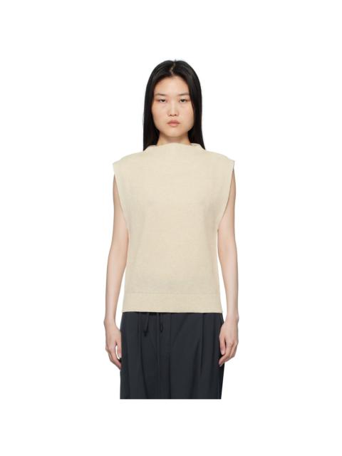LE17SEPTEMBRE Beige Ribbed Mock Neck Knit Sweater