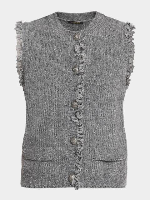 KOBI HALPERIN Fringed Tweed Sweater Vest