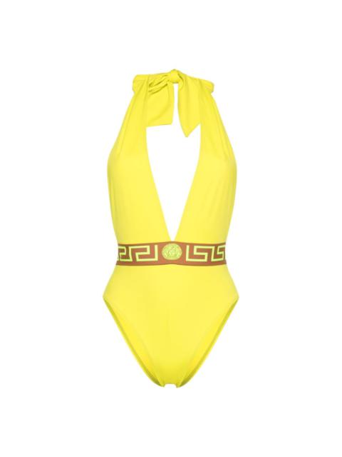VERSACE logo-print strap swimsuit