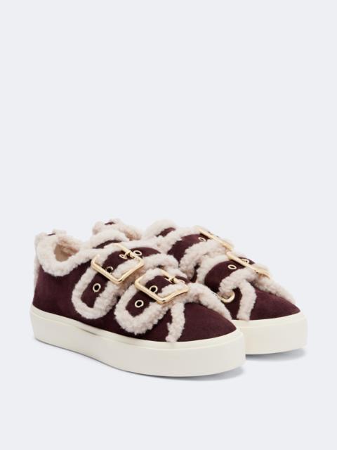 INUIKII Shearling-trimmed suede low-top sneakers