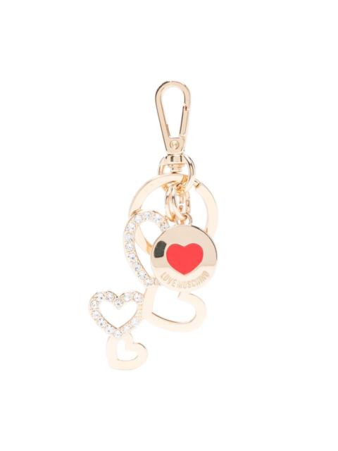 Moschino logo-engraved heart charm keyring
