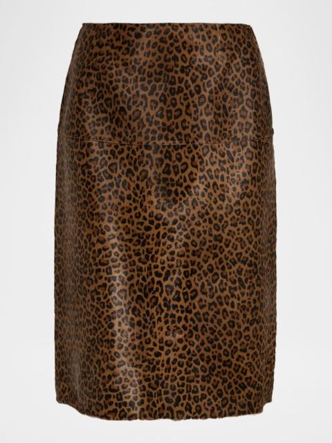 FRAME Leopard Calfhair Skirt