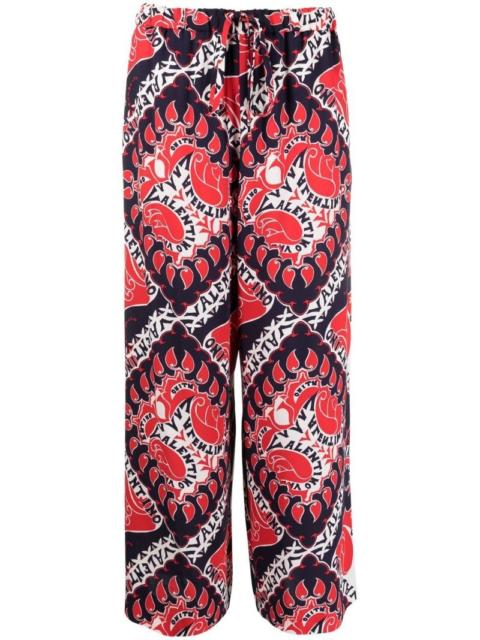 Valentino Printed silk-crepe straight-leg pants