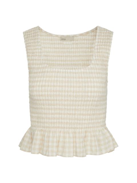 onia Smocked Air Linen Tank Top neutral