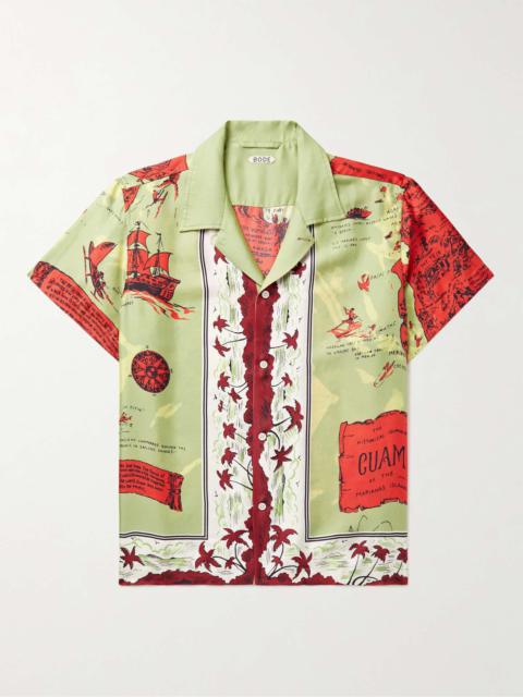 BODE Guam Camp-Collar Printed Silk Crepe de Chine Shirt