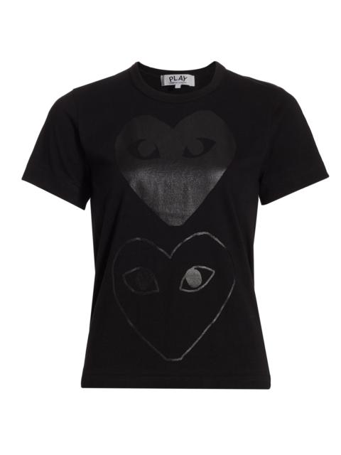 Comme des Garçons PLAY Women's Double Heart Graphic T-Shirt - Black