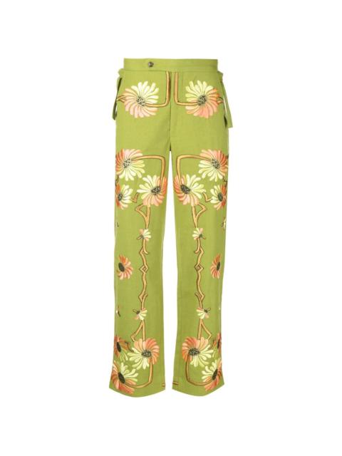 Victorian floral-embroidered trousers