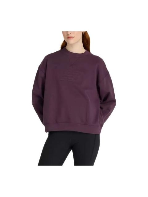New Balance (WMNS) New Balance Embossed Logo French Terry Crewneck Sweatshirt 'Plum Brown' WT43535-PLN